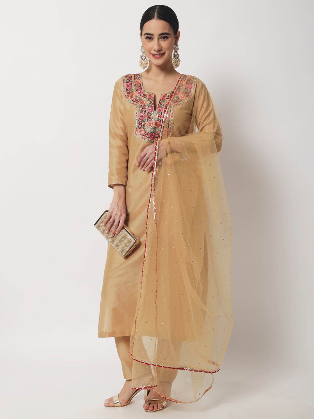 Indian Selections - Black Georgette Flair style Kurti Indian Tunic - Medium  - Walmart.com